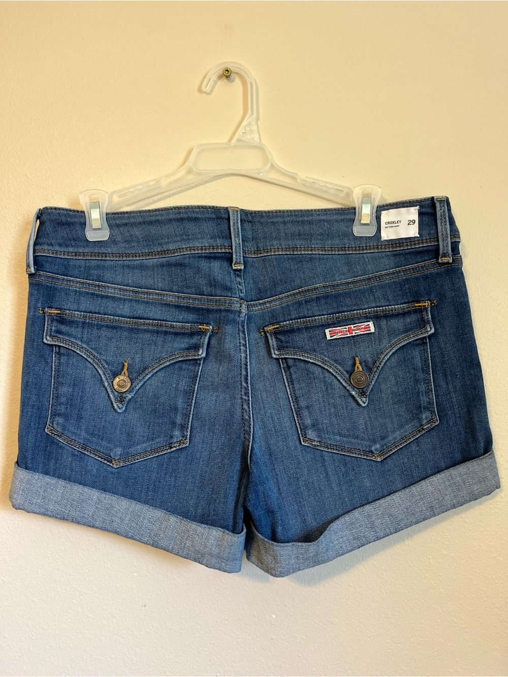 Hudson Croxley Jeans Mid-Blue Cuffed Denim Shorts